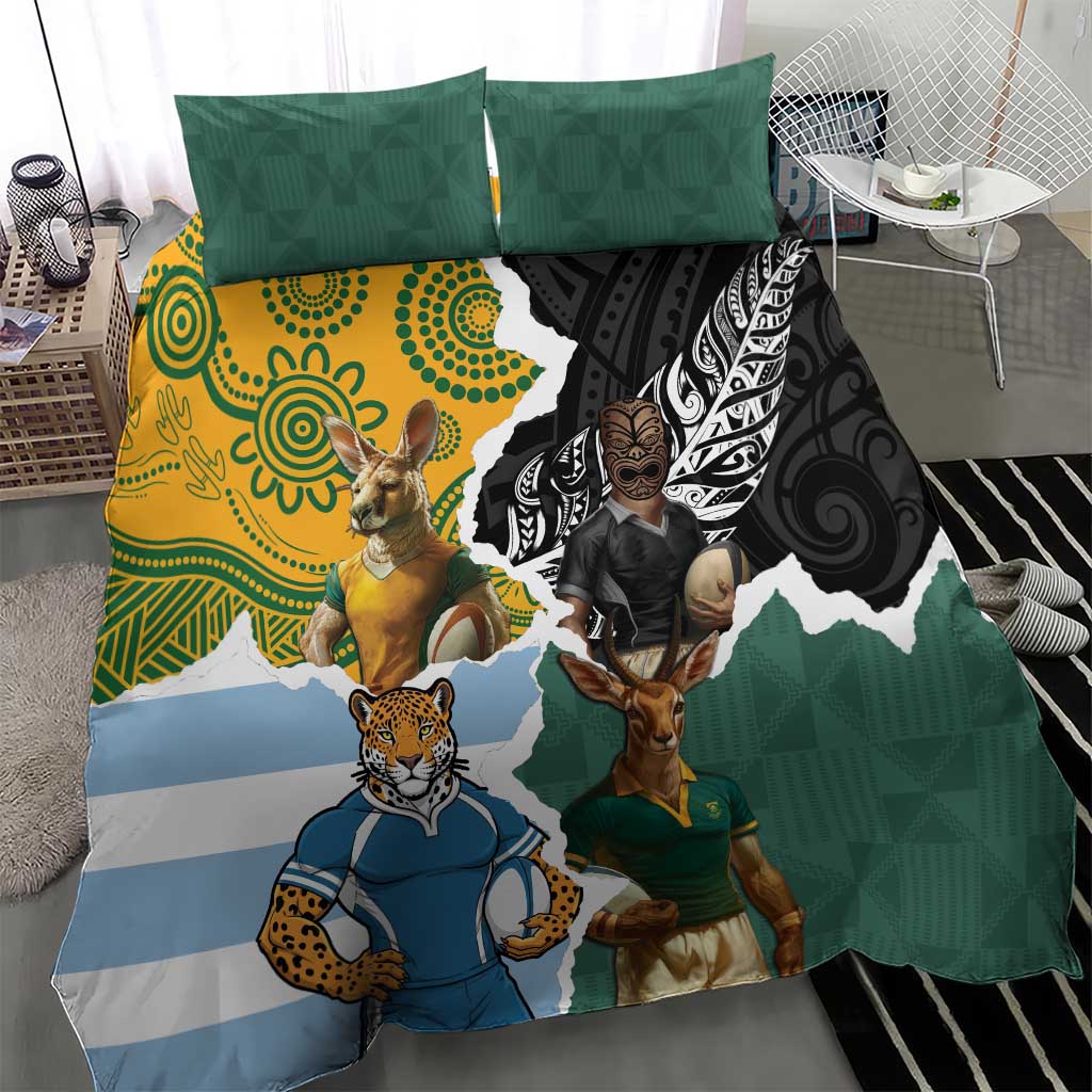 Rugby 2025 Championship Bedding Set Southern Hemisphere Countries Mascots - Wonder Print Shop