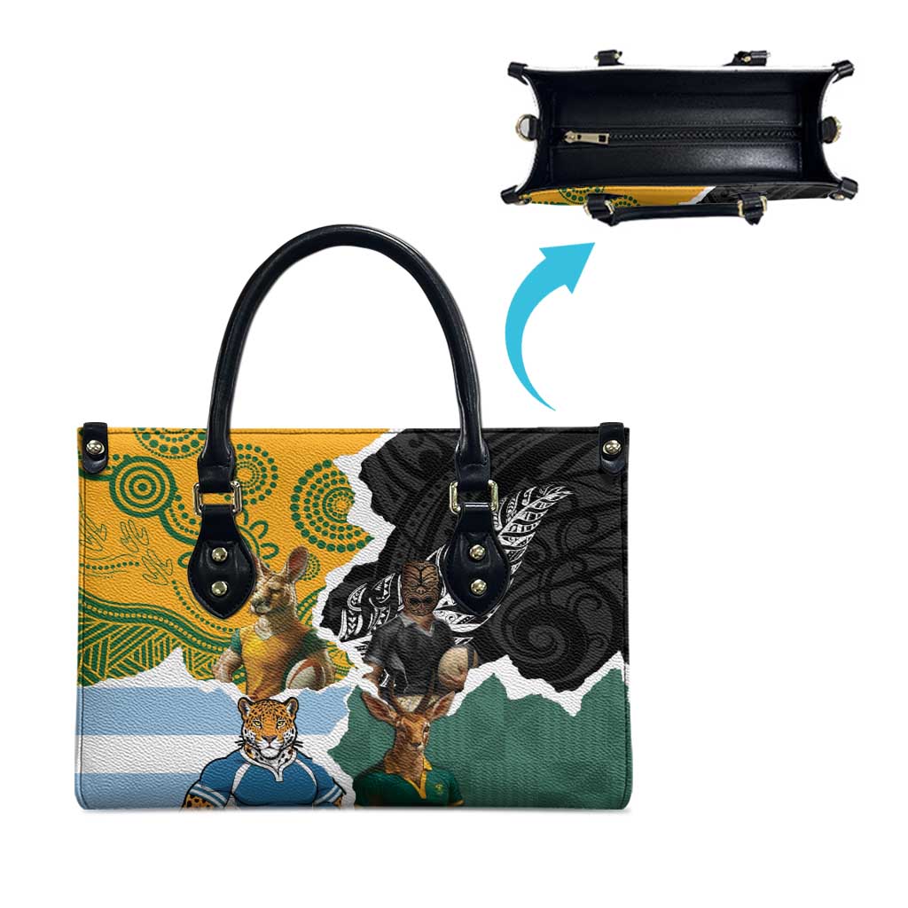 Rugby 2025 Championship Leather Bag Southern Hemisphere Countries Mascots - Wonder Print Shop
