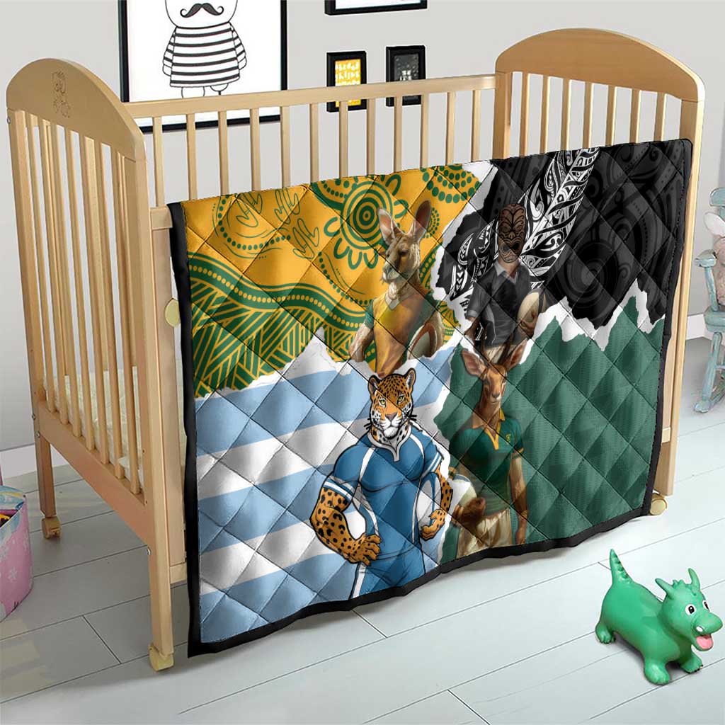 Rugby 2025 Championship Quilt Southern Hemisphere Countries Mascots - Wonder Print Shop