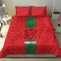 Morocco Football Custom Bedding Set Atlas Lionesses Moroccan Folk Pattern