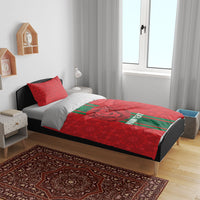 Morocco Football Custom Bedding Set Atlas Lionesses Moroccan Folk Pattern