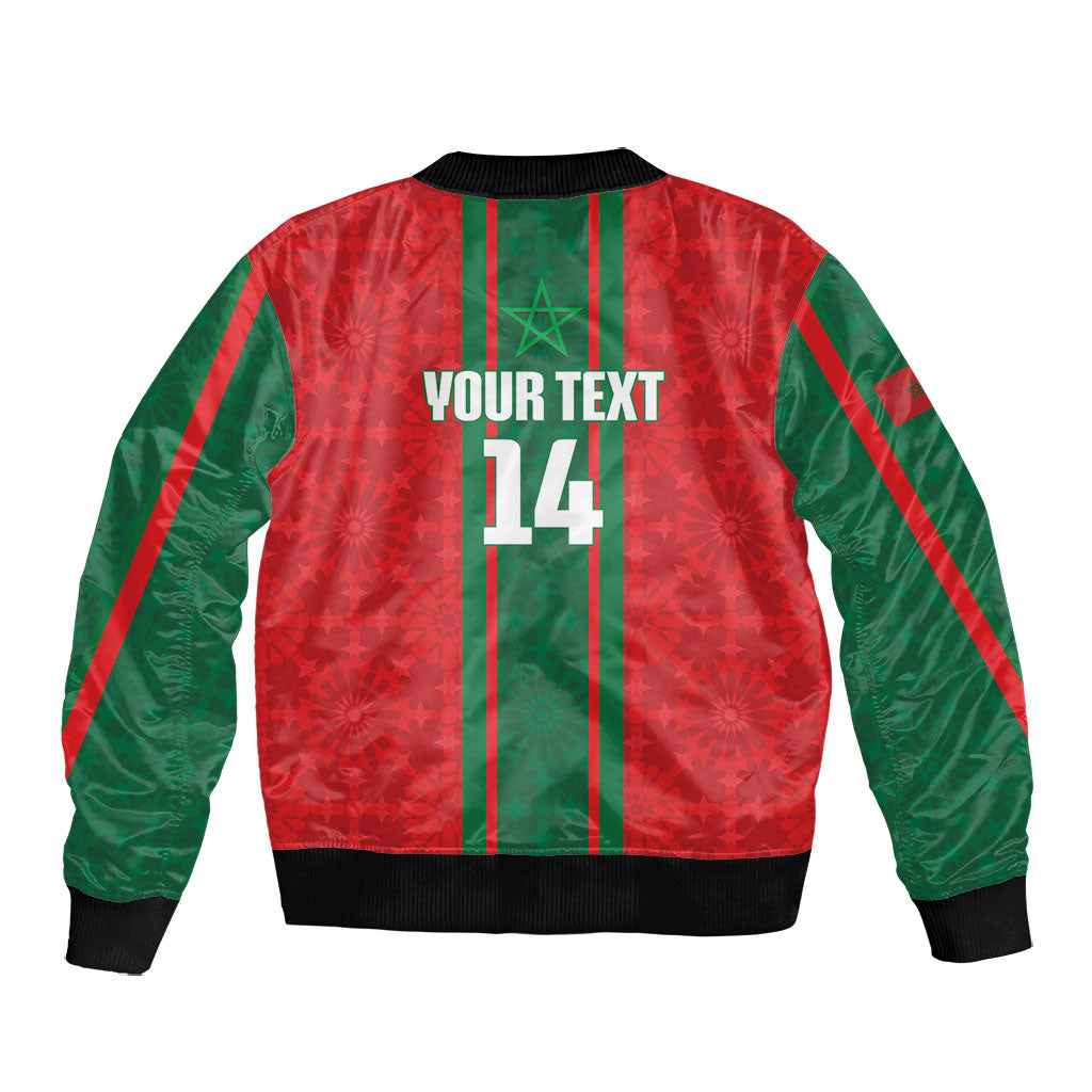 Morocco Football Custom Bomber Jacket Atlas Lionesses Moroccan Folk Pattern