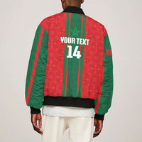 Morocco Football Custom Bomber Jacket Atlas Lionesses Moroccan Folk Pattern