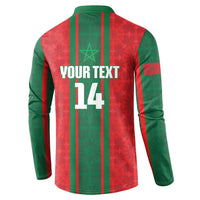 Morocco Football Custom Button Sweatshirt Atlas Lionesses Moroccan Folk Pattern