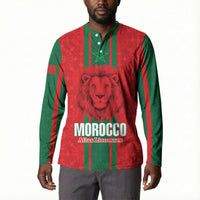 Morocco Football Custom Button Sweatshirt Atlas Lionesses Moroccan Folk Pattern