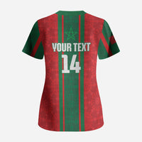 Morocco Football Custom Scrub Top Atlas Lionesses Moroccan Folk Pattern