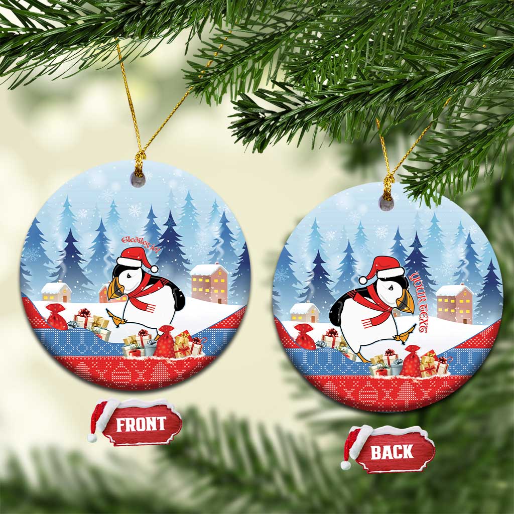 Personalised Puffin Iceland Christmas Ceramic Ornament Merry Xmas Winter Vibes - Wonder Print Shop