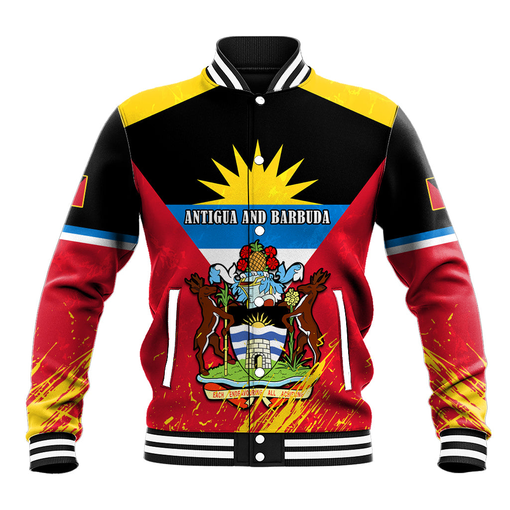 Personalised Antigua And Barbuda Independence Day Baseball Jacket 42nd Anniversary Flag Style - Wonder Print Shop