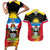 Personalised Antigua And Barbuda Independence Day Couples Matching Short Sleeve Bodycon Dress and Hawaiian Shirt 42nd Anniversary Flag Style - Wonder Print Shop