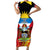 Personalised Antigua And Barbuda Independence Day Family Matching Short Sleeve Bodycon Dress and Hawaiian Shirt 42nd Anniversary Flag Style - Wonder Print Shop