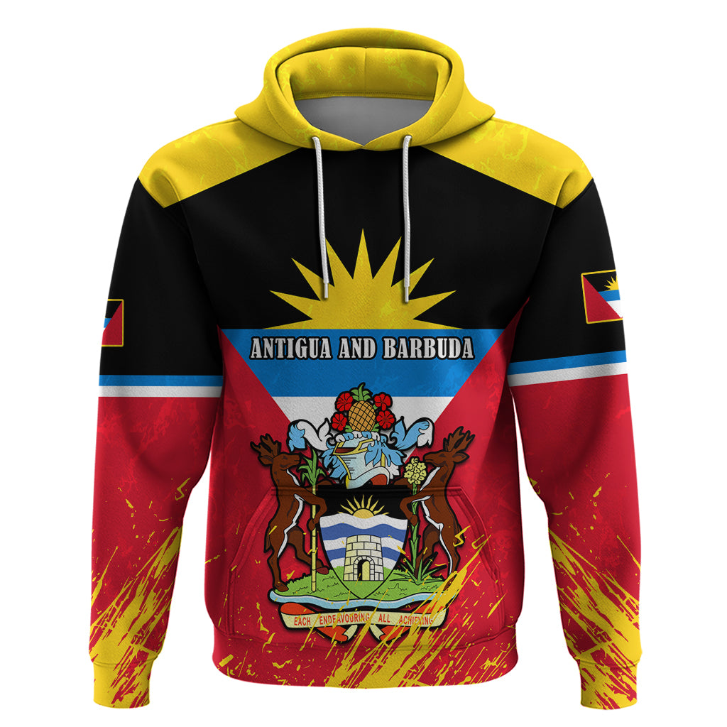 Personalised Antigua And Barbuda Independence Day Hoodie 42nd Anniversary Flag Style - Wonder Print Shop