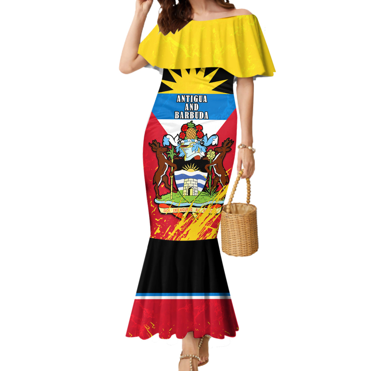 Personalised Antigua And Barbuda Independence Day Mermaid Dress 42nd Anniversary Flag Style - Wonder Print Shop