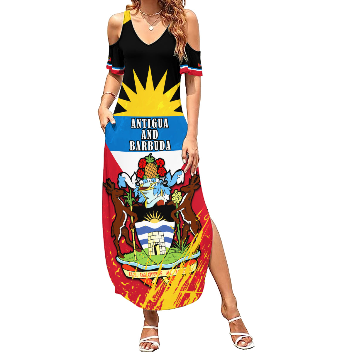 Personalised Antigua And Barbuda Independence Day Summer Maxi Dress 42nd Anniversary Flag Style - Wonder Print Shop