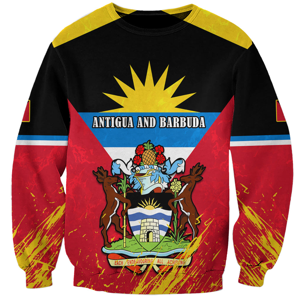 Personalised Antigua And Barbuda Independence Day Sweatshirt 42nd Anniversary Flag Style - Wonder Print Shop