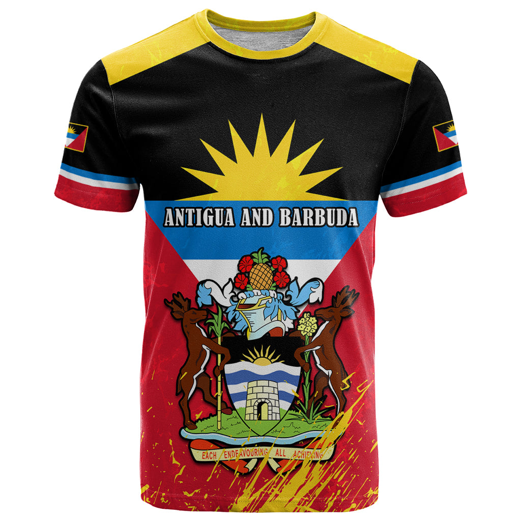 Personalised Antigua And Barbuda Independence Day T Shirt 42nd Anniversary Flag Style - Wonder Print Shop