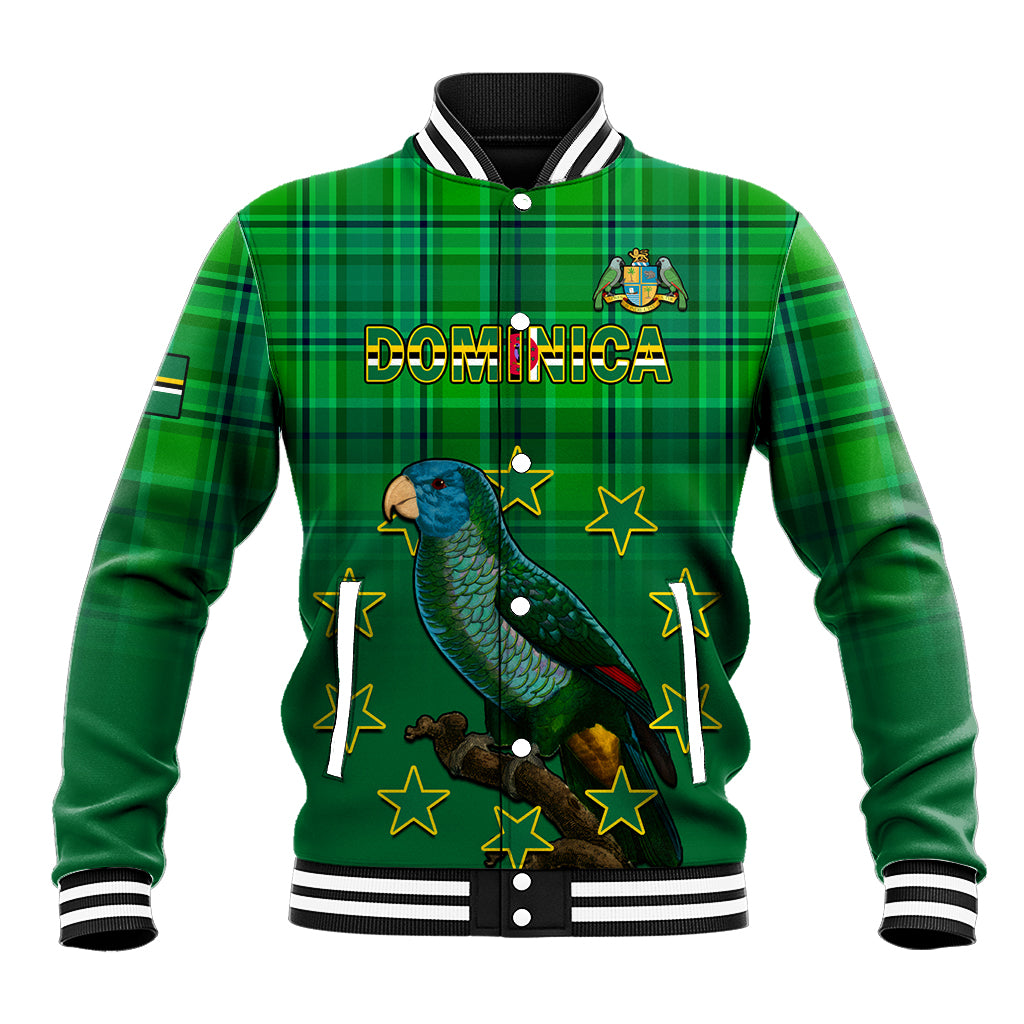 Dominica Independence Day Baseball Jacket Dominik Sisserou Parrot With Madras Pattern - Wonder Print Shop