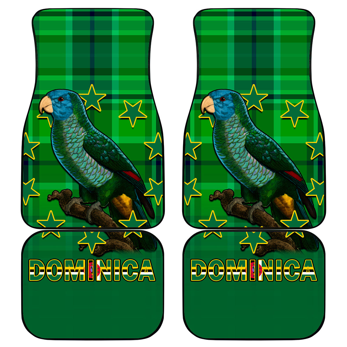 Dominica Independence Day Car Mats Dominik Sisserou Parrot With Madras Pattern - Wonder Print Shop