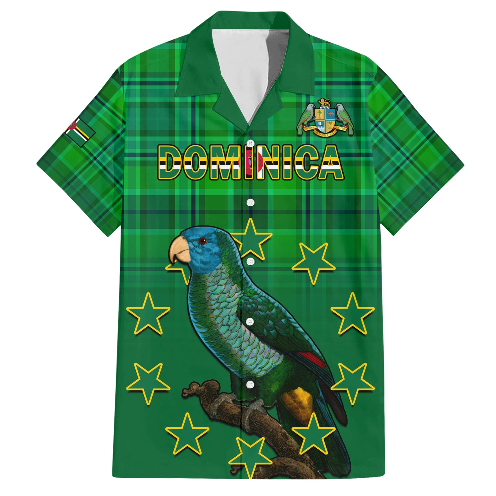 Dominica Independence Day Hawaiian Shirt Dominik Sisserou Parrot With Madras Pattern - Wonder Print Shop