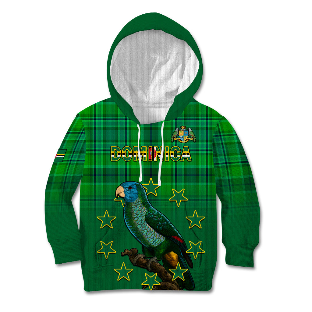 Dominica Independence Day Kid Hoodie Dominik Sisserou Parrot With Madras Pattern - Wonder Print Shop