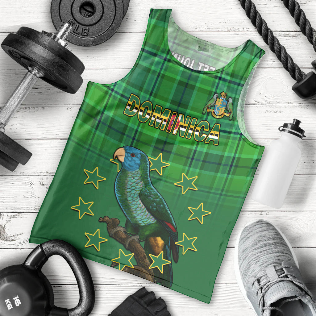 Dominica Independence Day Men Tank Top Dominik Sisserou Parrot With Madras Pattern - Wonder Print Shop