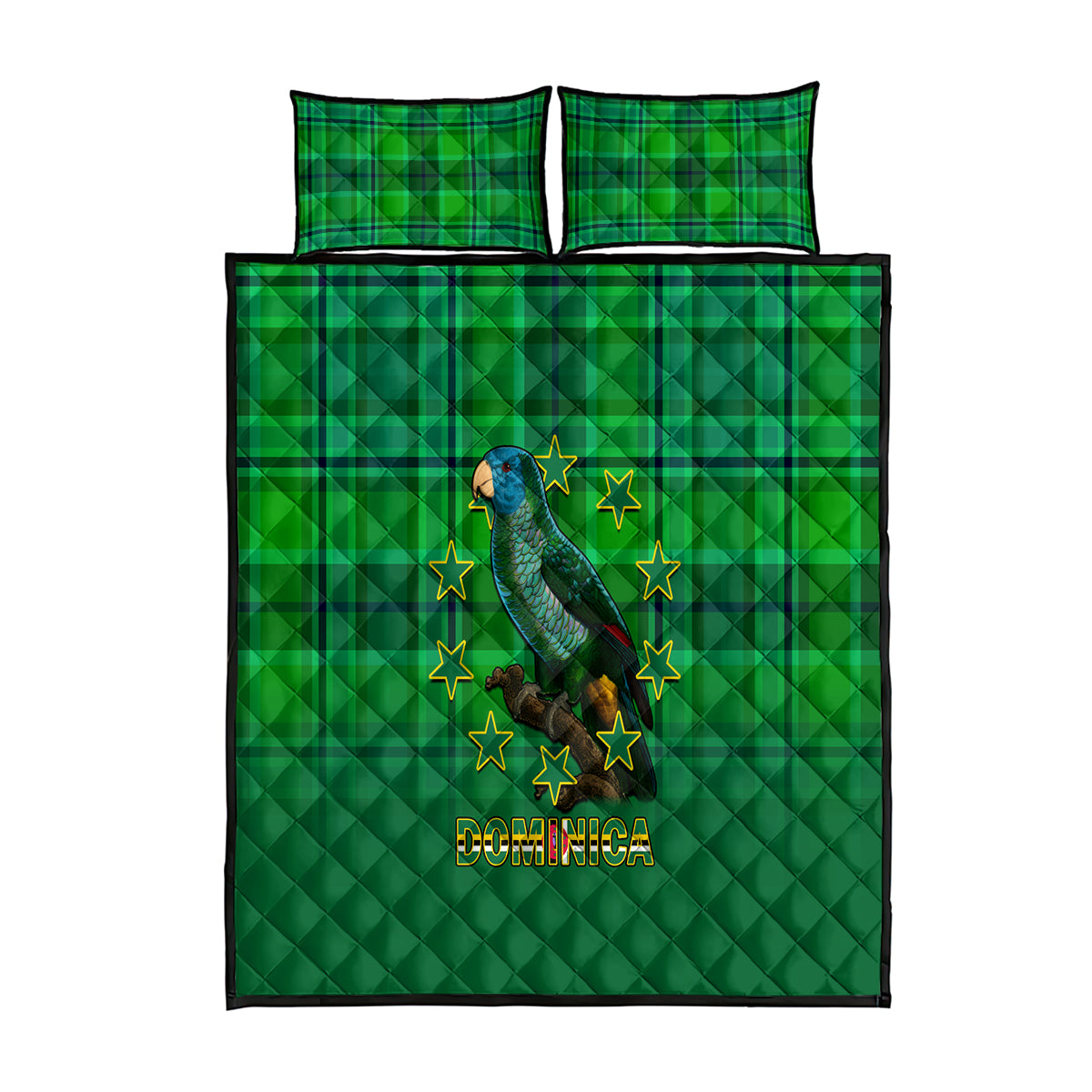 Dominica Independence Day Quilt Bed Set Dominik Sisserou Parrot With Madras Pattern - Wonder Print Shop