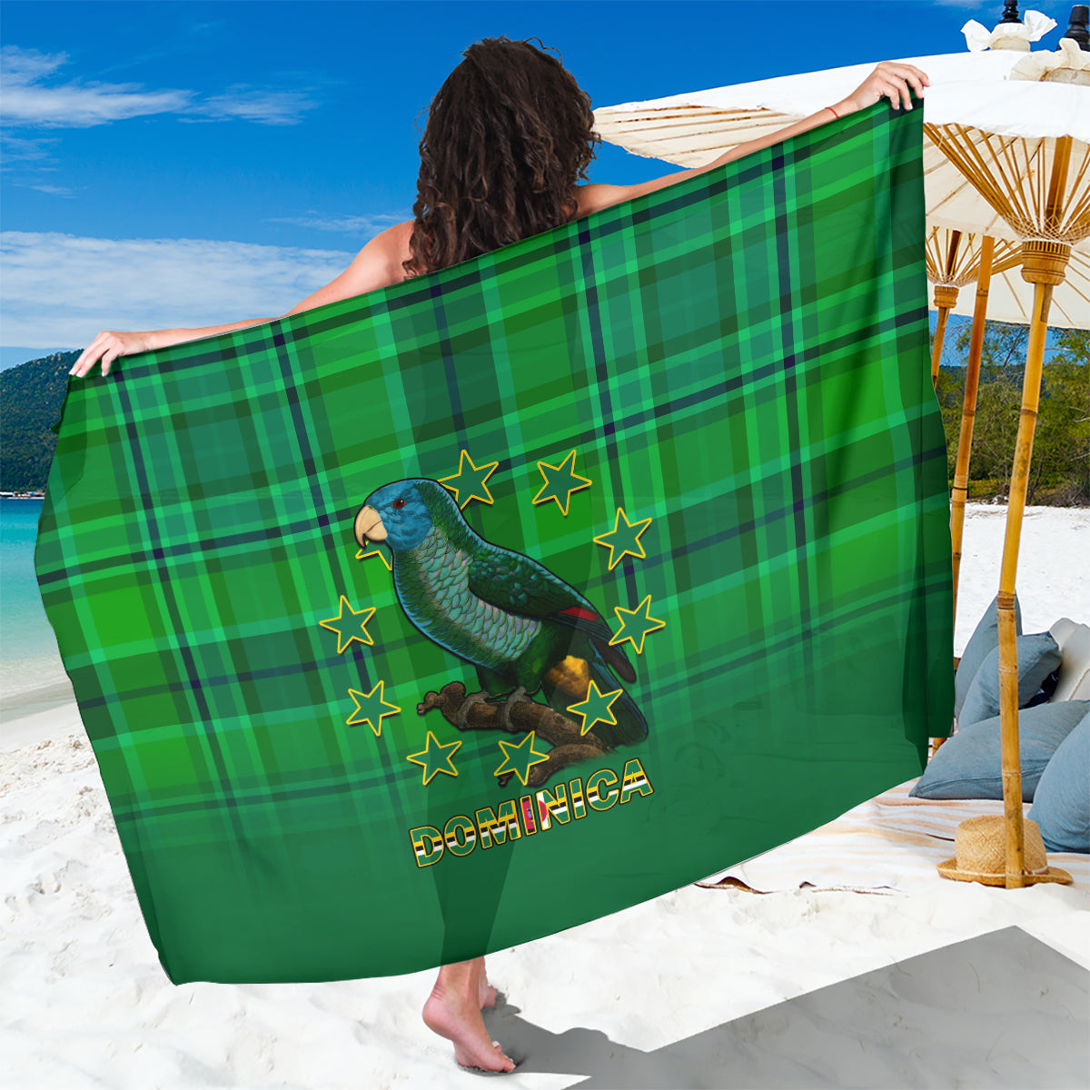 Dominica Independence Day Sarong Dominik Sisserou Parrot With Madras Pattern - Wonder Print Shop