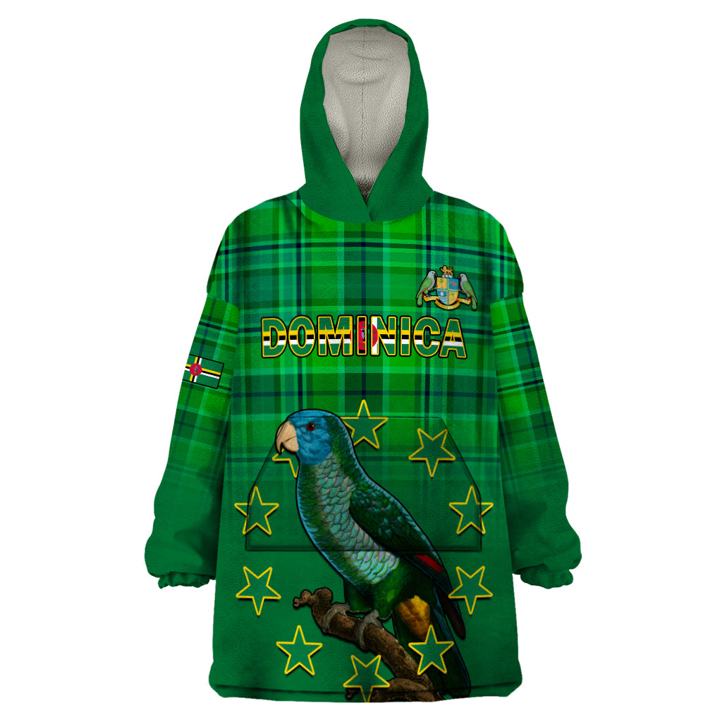 Dominica Independence Day Wearable Blanket Hoodie Dominik Sisserou Parrot With Madras Pattern - Wonder Print Shop