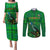 Personalised Dominica Independence Day Couples Matching Puletasi Dress and Long Sleeve Button Shirts Dominik Sisserou Parrot With Madras Pattern - Wonder Print Shop