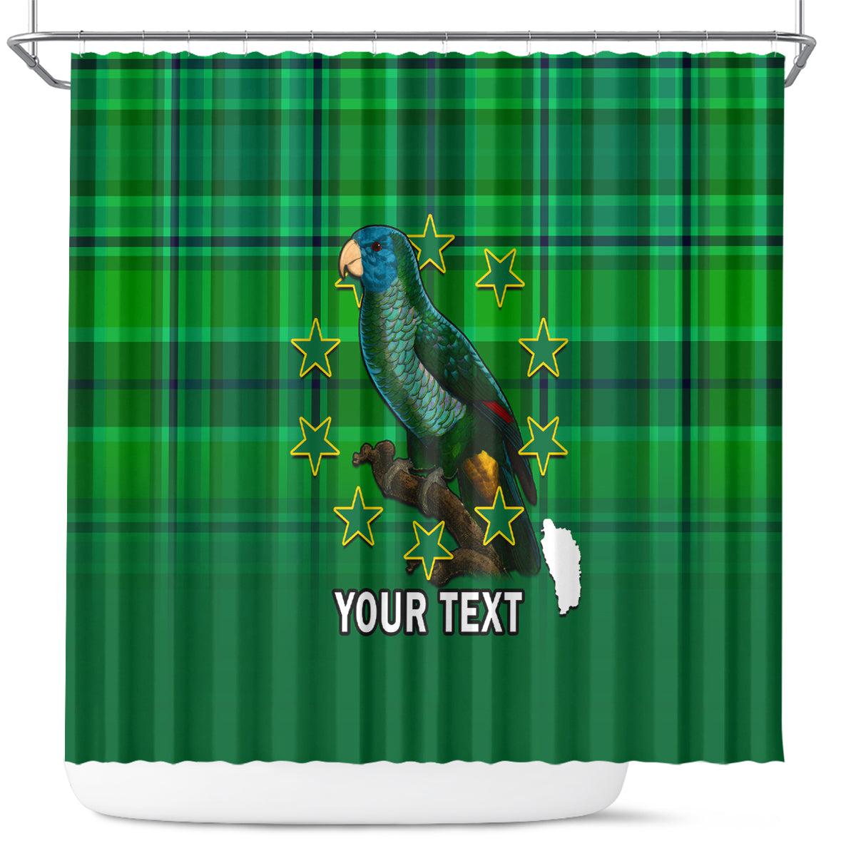 personalised-dominica-independence-day-shower-curtain-dominik-sisserou-parrot-with-madras-pattern