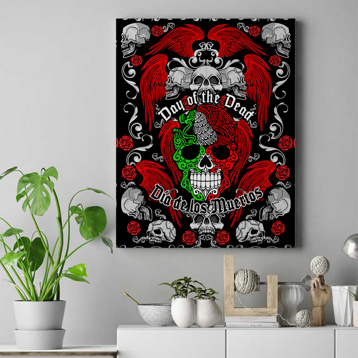 mexico-day-of-the-dead-canvas-wall-art-mexican-sugar-skull-dia-de-los-muertos