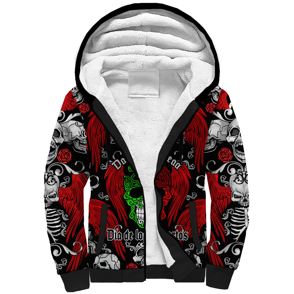 Mexico Day Of The Dead Sherpa Hoodie Mexican Sugar Skull Dia de los Muertos - Wonder Print Shop