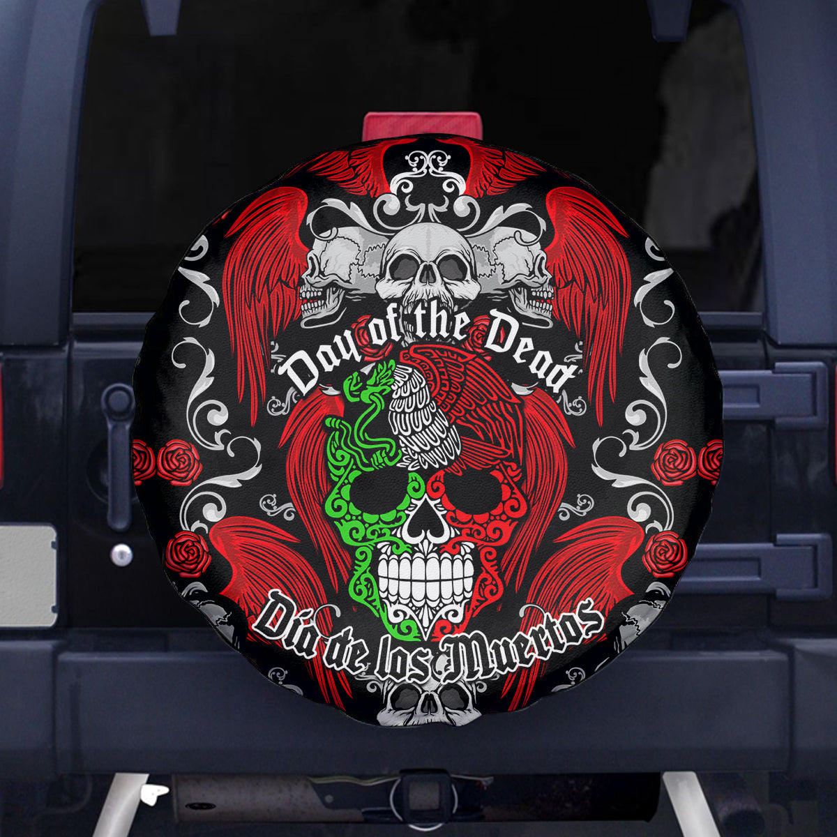 Mexico Day Of The Dead Spare Tire Cover Mexican Sugar Skull Dia de los Muertos - Wonder Print Shop