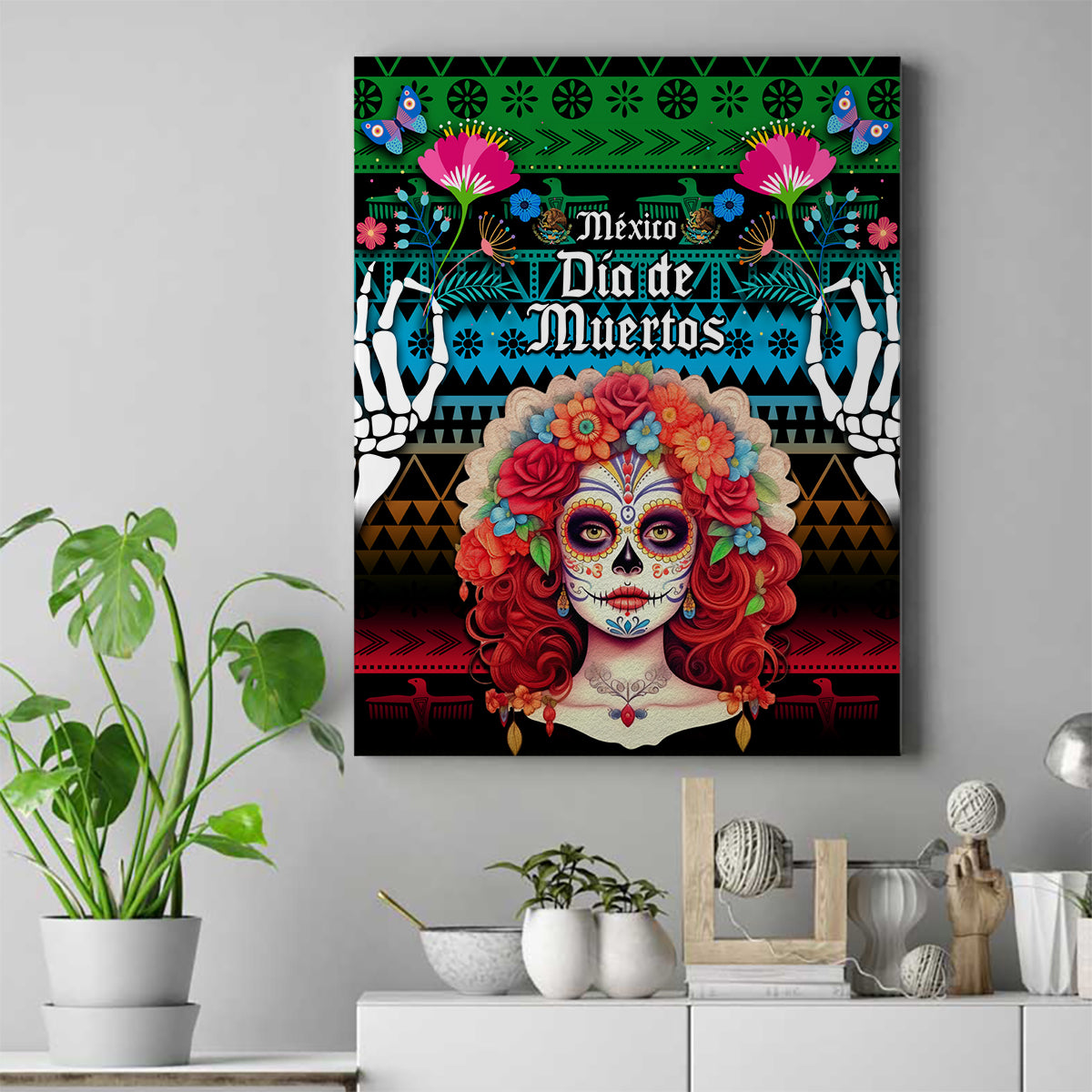 personalised-mexico-day-of-the-dead-canvas-wall-art-mexican-la-catrina-dia-de-los-muertos