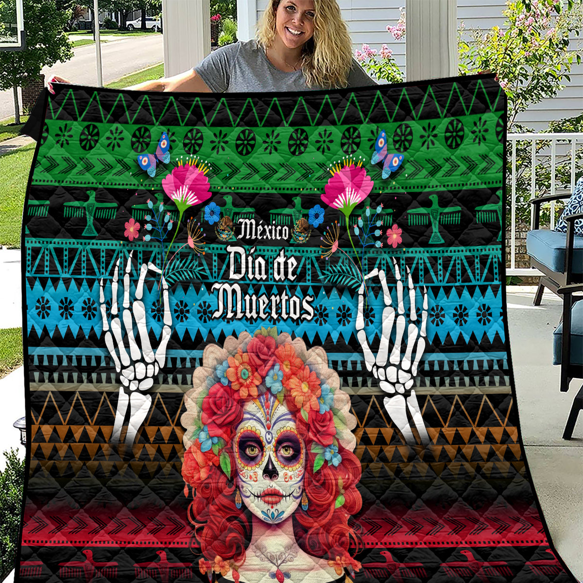 personalised-mexico-day-of-the-dead-quilt-mexican-la-catrina-dia-de-los-muertos