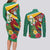 Guyana Republic Day Couples Matching Long Sleeve Bodycon Dress and Long Sleeve Button Shirt Scarlet Macaw With Map Tropical Style