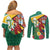 Guyana Republic Day Couples Matching Off Shoulder Short Dress and Long Sleeve Button Shirt Scarlet Macaw With Map Tropical Style