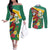 Guyana Republic Day Couples Matching Off The Shoulder Long Sleeve Dress and Long Sleeve Button Shirt Scarlet Macaw With Map Tropical Style