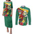 Guyana Republic Day Couples Matching Puletasi and Long Sleeve Button Shirt Scarlet Macaw With Map Tropical Style