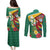 Guyana Republic Day Couples Matching Puletasi and Long Sleeve Button Shirt Scarlet Macaw With Map Tropical Style