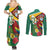 Guyana Republic Day Couples Matching Summer Maxi Dress and Long Sleeve Button Shirt Scarlet Macaw With Map Tropical Style