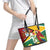 Guyana Republic Day Leather Tote Bag Scarlet Macaw With Map Tropical Style