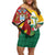 Guyana Republic Day Off Shoulder Short Dress Scarlet Macaw With Map Tropical Style