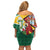 Guyana Republic Day Off Shoulder Short Dress Scarlet Macaw With Map Tropical Style