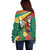 Guyana Republic Day Off Shoulder Sweater Scarlet Macaw With Map Tropical Style