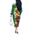 Guyana Republic Day Off The Shoulder Long Sleeve Dress Scarlet Macaw With Map Tropical Style