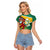 Guyana Republic Day Raglan Cropped T Shirt Scarlet Macaw With Map Tropical Style - Wonder Print Shop