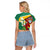 Guyana Republic Day Raglan Cropped T Shirt Scarlet Macaw With Map Tropical Style - Wonder Print Shop