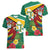 Guyana Republic Day Women V-Neck T-Shirt Scarlet Macaw With Map Tropical Style - Wonder Print Shop