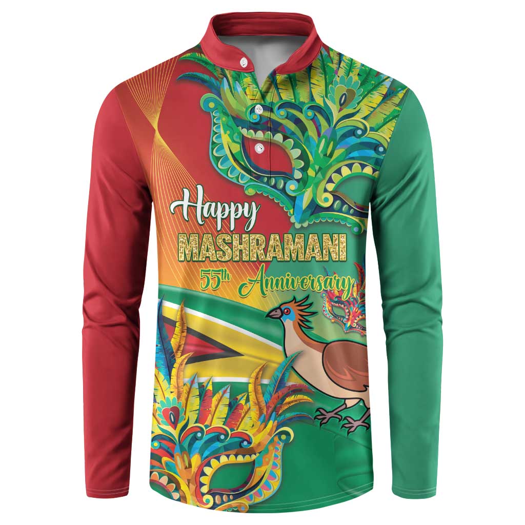 Color-block button sweatshirt with multicolor Happy Mashramani 55th Anniversary graphic