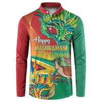 Color-block button sweatshirt with multicolor Happy Mashramani 55th Anniversary graphic